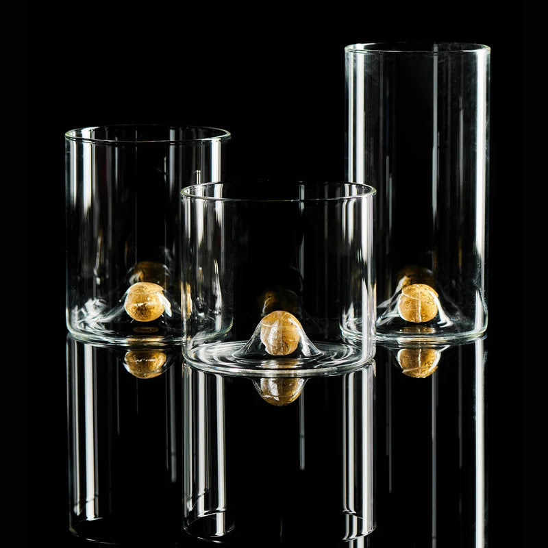 Golden Globe Wine Glass w/gold ball