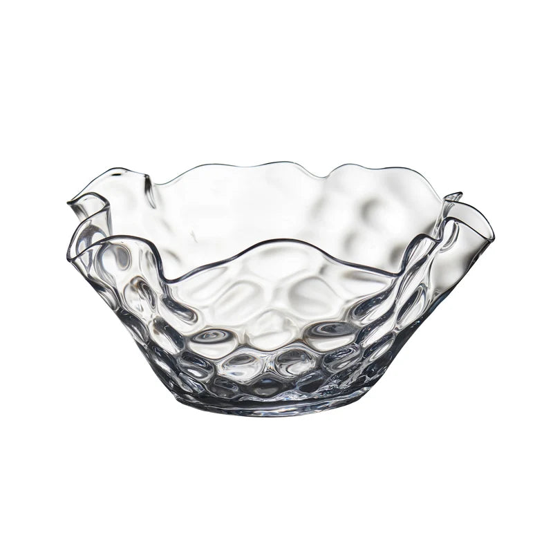 SMALL CLEAR DIMPLED BOWL W/ WAVY TOP