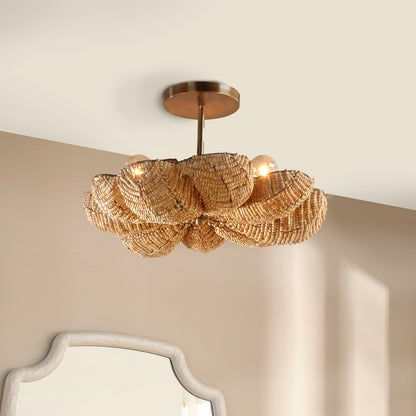 Anguilla Semi-Flush Mount • Natural Wood Beads