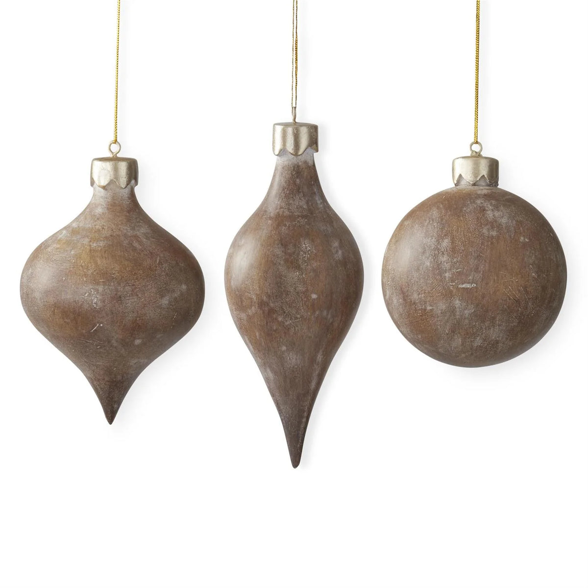 Assorted Brown Resin Faux Wood Ornaments (3 Styles)
