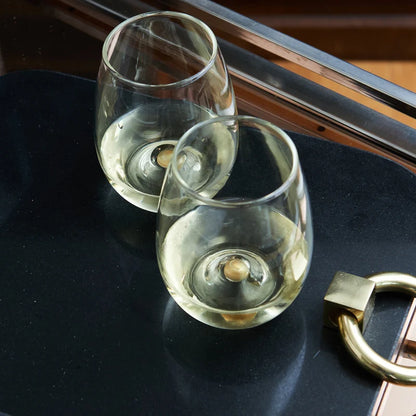 Golden Globe Stemless All-Purpose Wine Glass, Clear