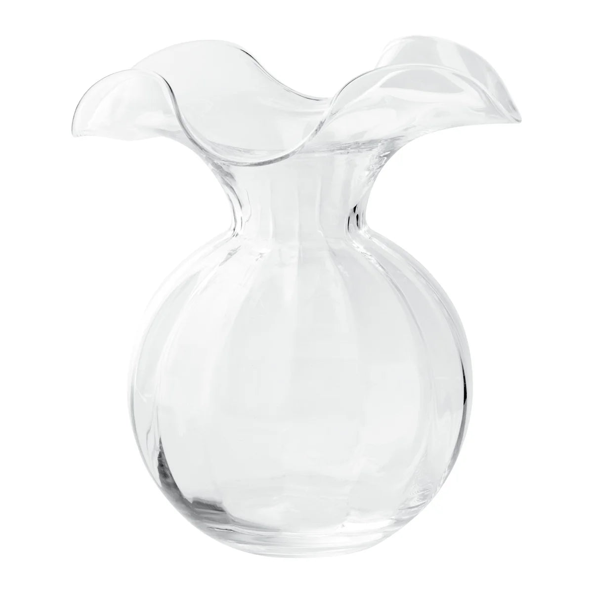 Hibiscus Glass Vase/ Clear Med Fluted