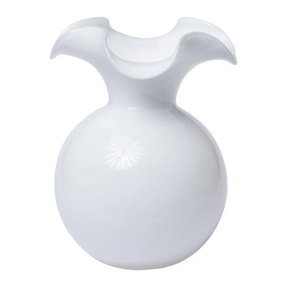 Hibiscus Glass Vase/ White med fluted