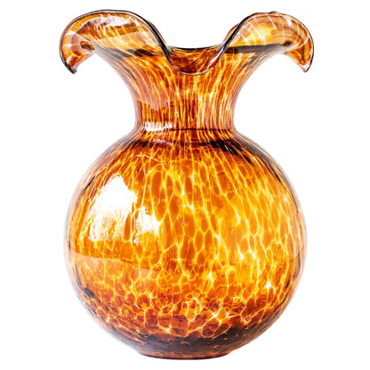 Hibiscus Glass Vase/ LRG BRWN Tort Fluted