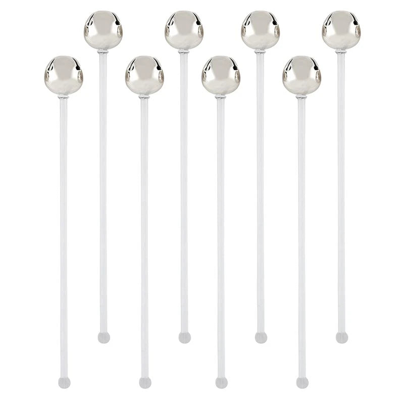Jingle Bell Stir Sticks - Silver
