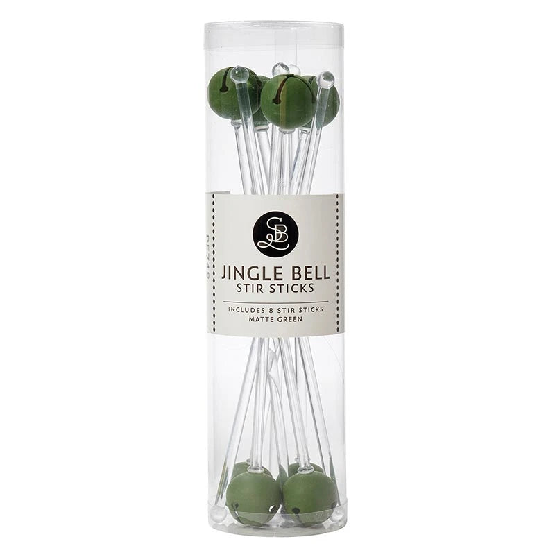 Jingle Bell Stir Sticks - Matte Green