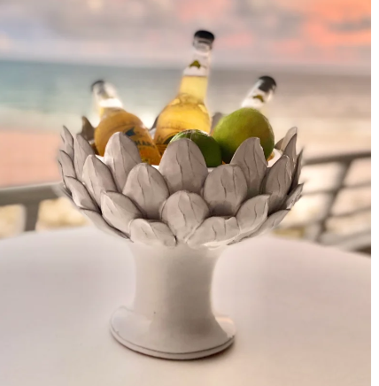 White Artichoke Footed Centerpiece, Large