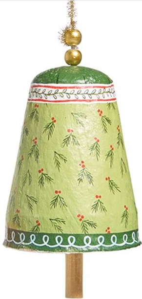 10" Pattern Christmas Paper Mache Bell Ornament
