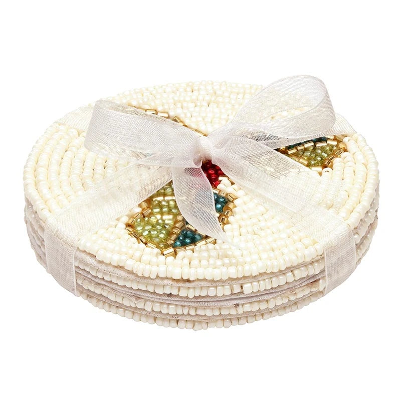 Beaded Holly Coasters - Set of 4