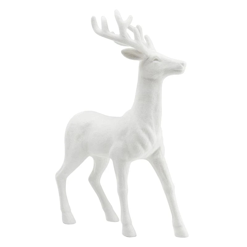 18" Flocked Reindeer - White