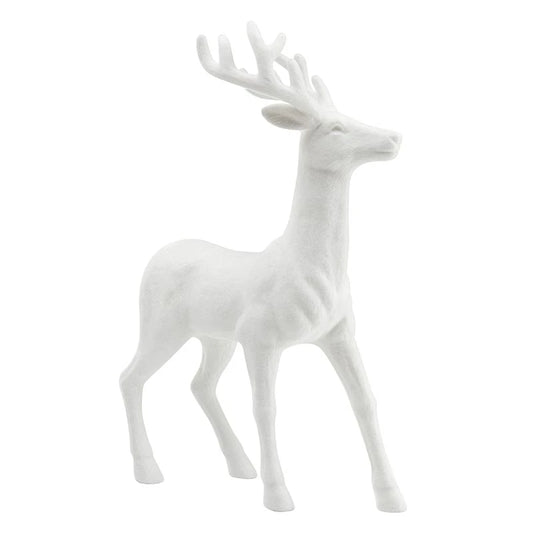 18" Flocked Reindeer - White