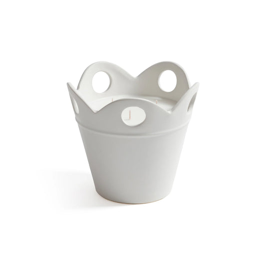 Large White Flower Pot Candle