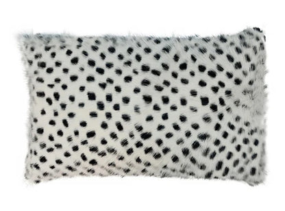 Genuine Goatskin White Fur Throw Pillow w/ Black Dots